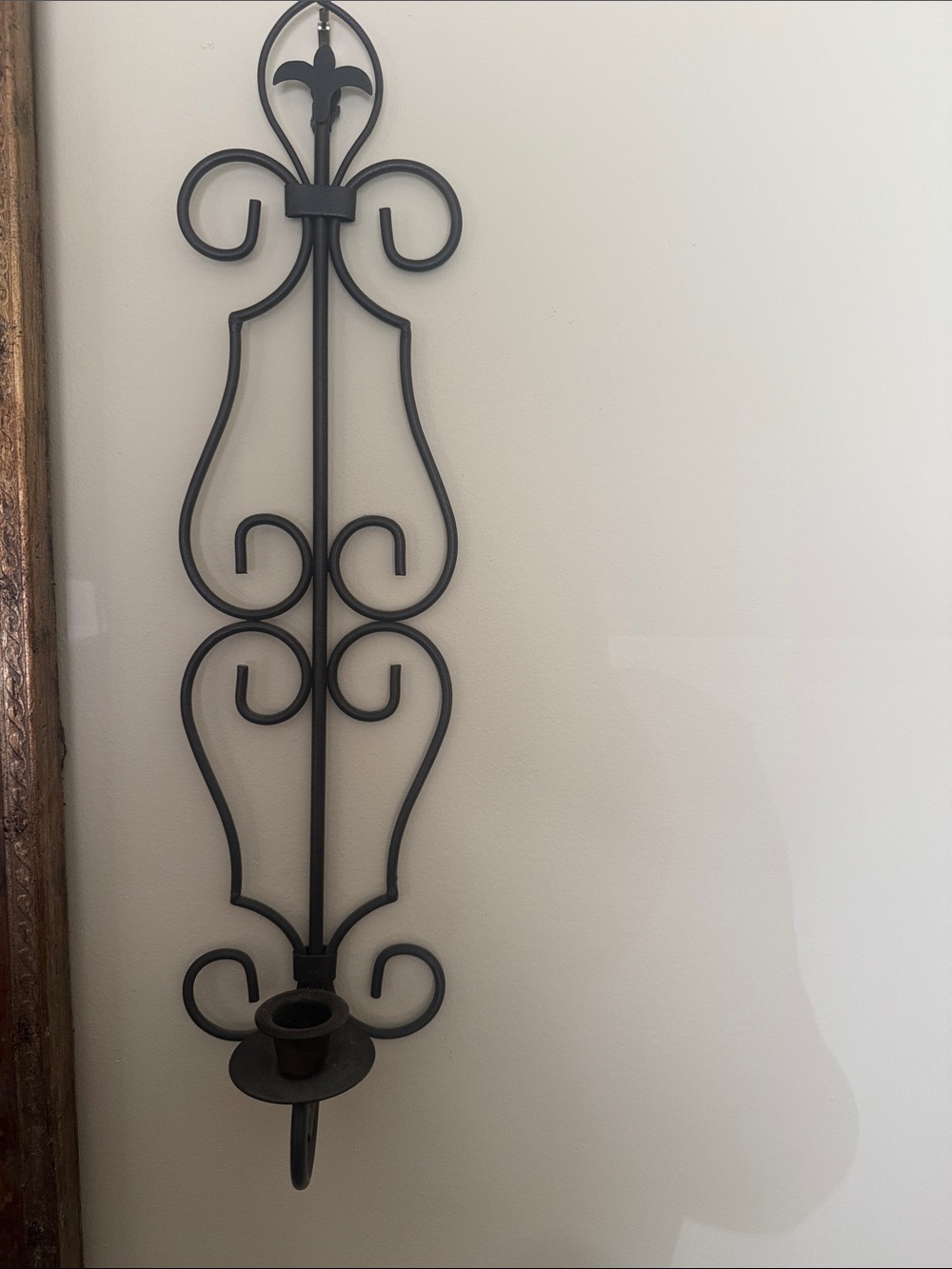 Black Decorative Wall Candle Sconce - Elegant Scroll Design
